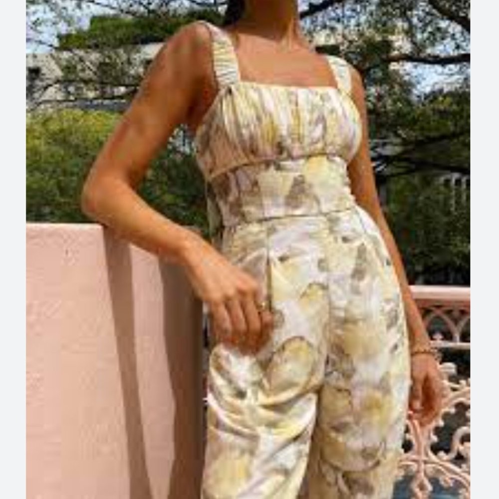Acler Exeter Jumpsuit In Hydrangea Garden, Size 6 View 4